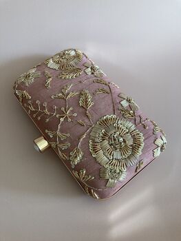 Pink Handcrafted Raw Silk Clutch Bag, 3 of 6