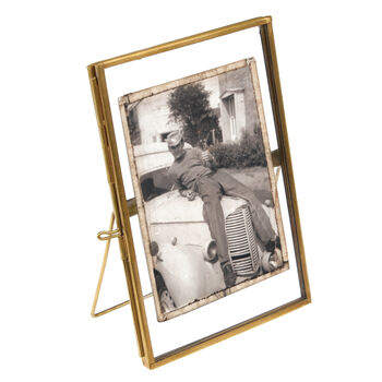 Brass Metal Antique Glass Picture Frame, 5 of 8