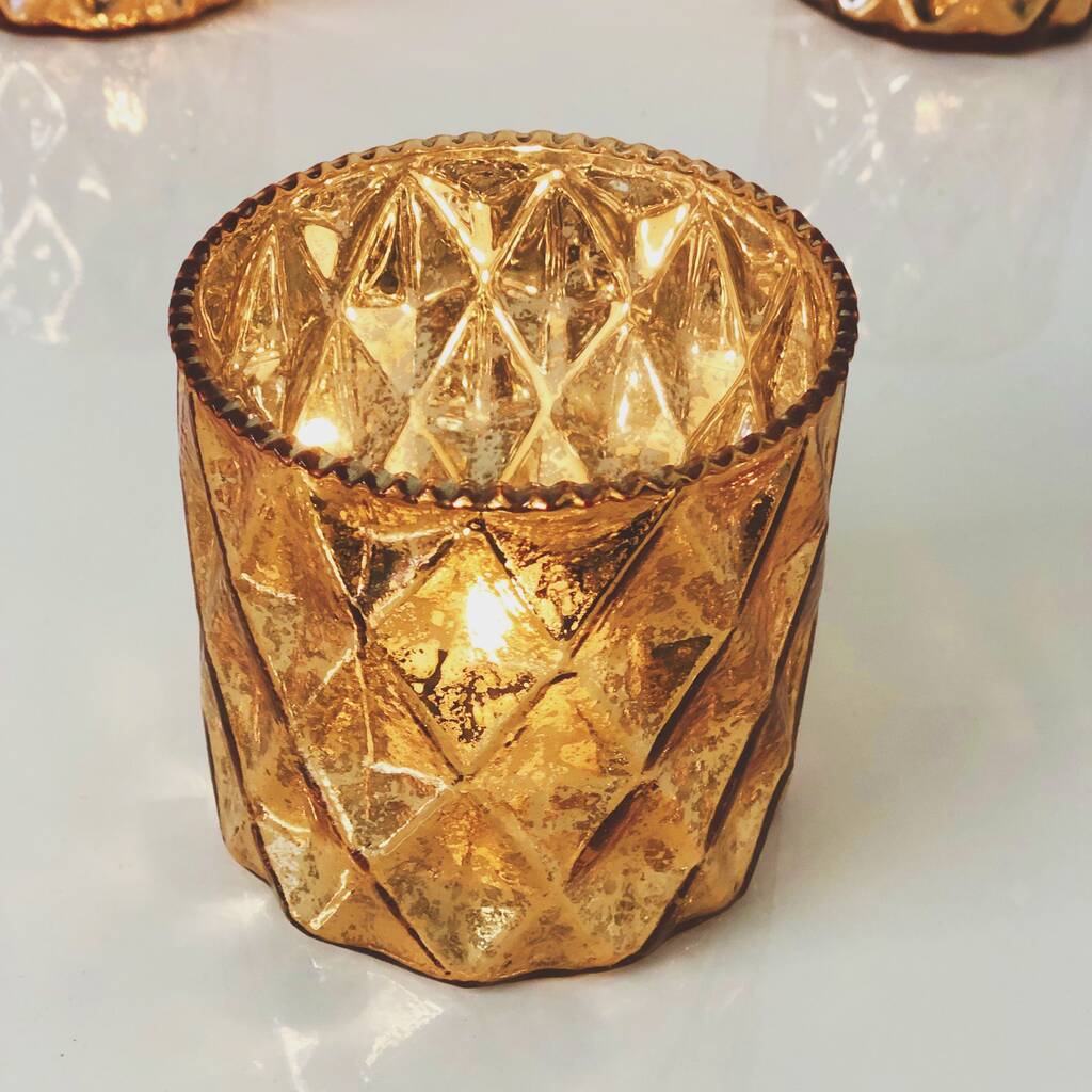 Gold Diamond Candle Holder Lantern By The Luxe Co