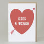 'Gies A Winch' Valentine's Day Card, thumbnail 1 of 3