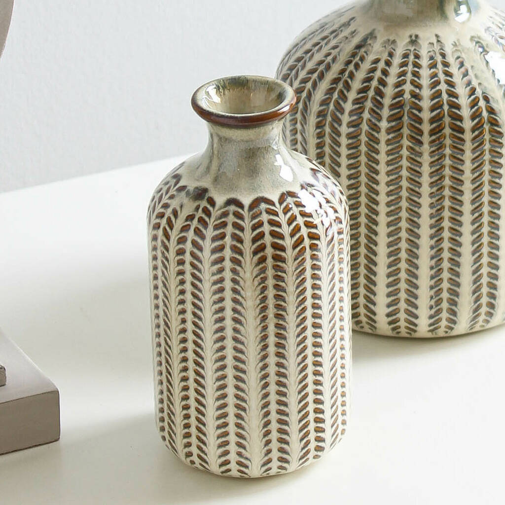 Small Herringbone Textured Vase By Marquis & Dawe