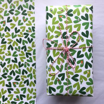 Leaf Hearts And Bug Wrapping Paper Or Gift Wrap Set, 9 of 12
