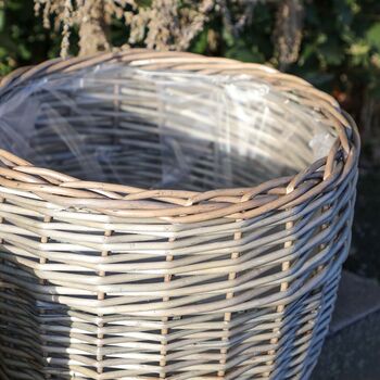 Set Of Three Round Woven Wicker Planters, 6 of 8