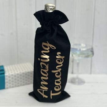 Personalised Thank You Teacher Canvas Bottle Bags, 3 of 3