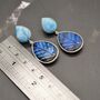 Labradorite, Larimar Dangle Silver Earrings, thumbnail 4 of 7