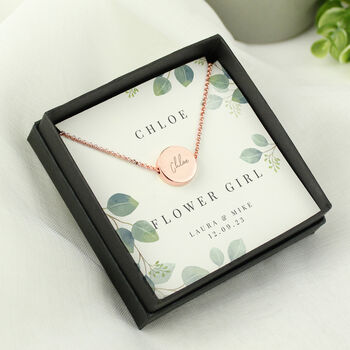 Engraved Rose Gold Tone Necklace In Botanical Gift Box, 2 of 6