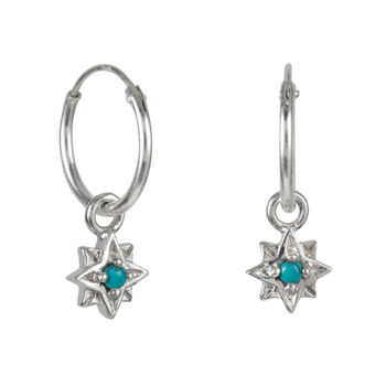 Guiding North Star Turquoise Silver/Gold Huggie Hoops, 4 of 8