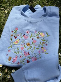 Spring Summer Birds Embroidered Sweatshirt, 5 of 6