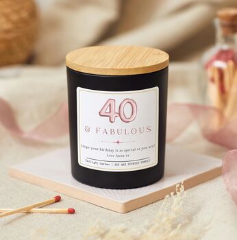 40th Birthday Gifts For Women, Personalised Candle 40 And Fabulous, 7 of 10