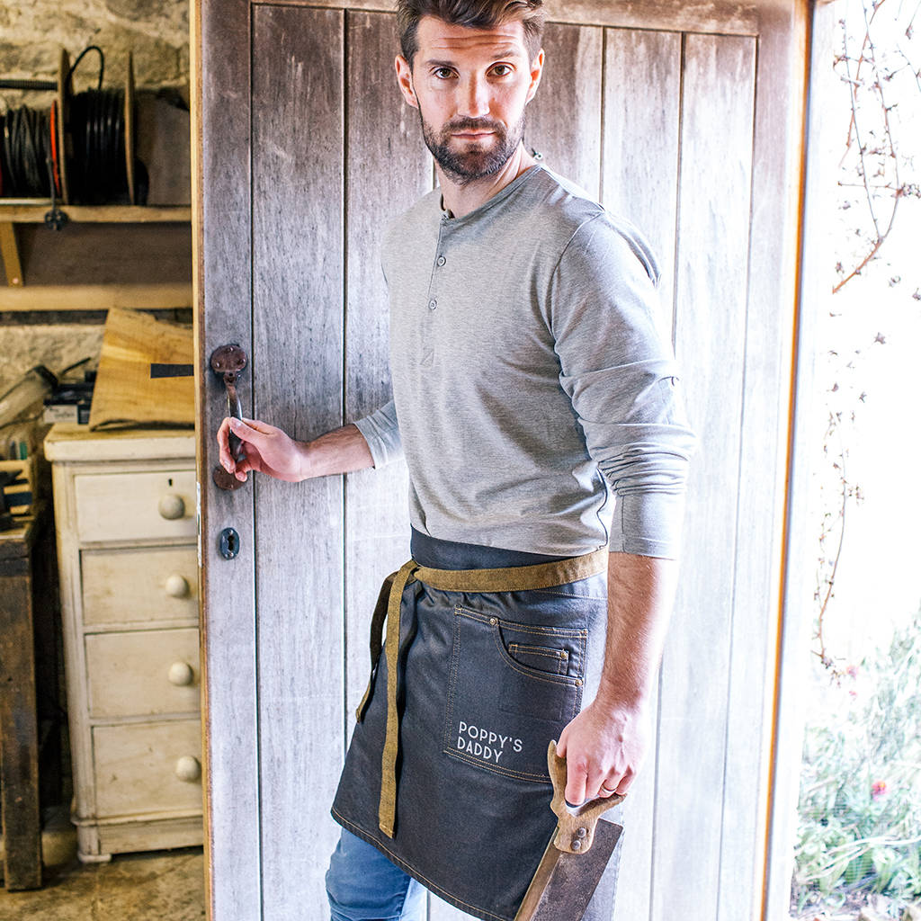 Personalised My Name Waxed Denim Waist Apron, 1 of 6