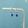 Sterling Silver Sapphire Blue Cz Droplet Hoop Earrings, thumbnail 4 of 12