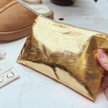 Cosy Self Care Gift For Mum – Slippers, Gold Earrings, Makeup Bag And Hand Cream, 6 of 11