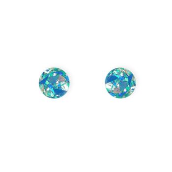 Mini Round Stud Earrings In Ice Blue Sparkle, 3 of 4