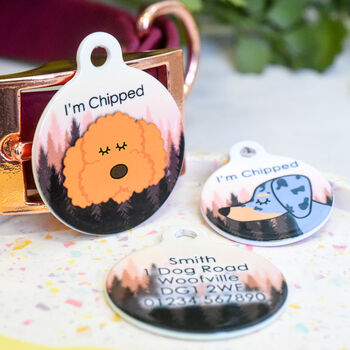 Premium Dog Breed ID Tag Personalised Sunset Forest, 5 of 12