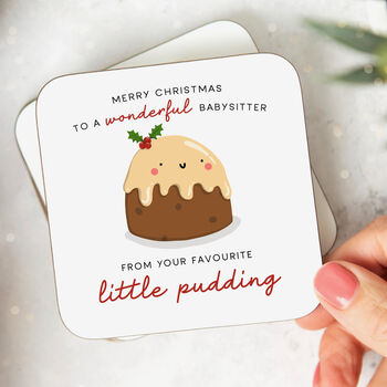 Personalised Christmas Mug 'Babysitter Little Pudding', 4 of 5