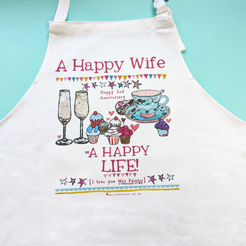 Personalised 'A Happy Wife' Apron, 5 of 6