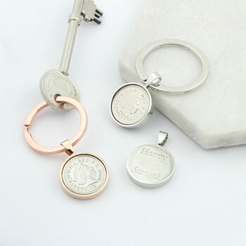Personalised 18th / 21st Birthday Five Pence 5p Keyring, 3 of 8