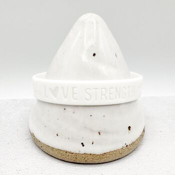 White Awareness Ribbon Bracelet Wristband, 4 of 8