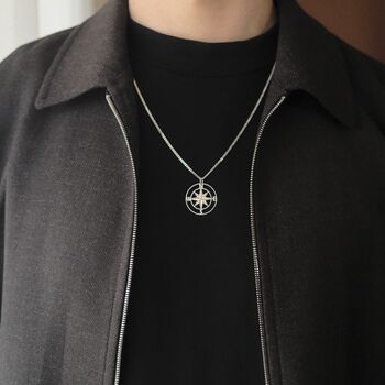 Graduation Gift For Him, Men's Compass Necklace – Sterling Silver, 2 of 11