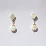 White Porcelain Diamond Shape Earrings With Pearls, thumbnail 2 of 3