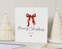 Personalised Red Bow Christmas Card With Name, thumbnail 1 of 7