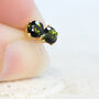 Dark Green Tourmaline Stud Earrings Silver Or Gold, thumbnail 5 of 12