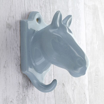 Dog, Horse And Rhino White, Grey Ceramic Wall Coat Hook, 5 of 7