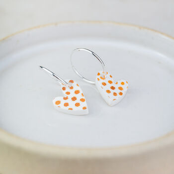 Sterling Silver And Acrylic Gold Dotty Charm Hoops, 6 of 7