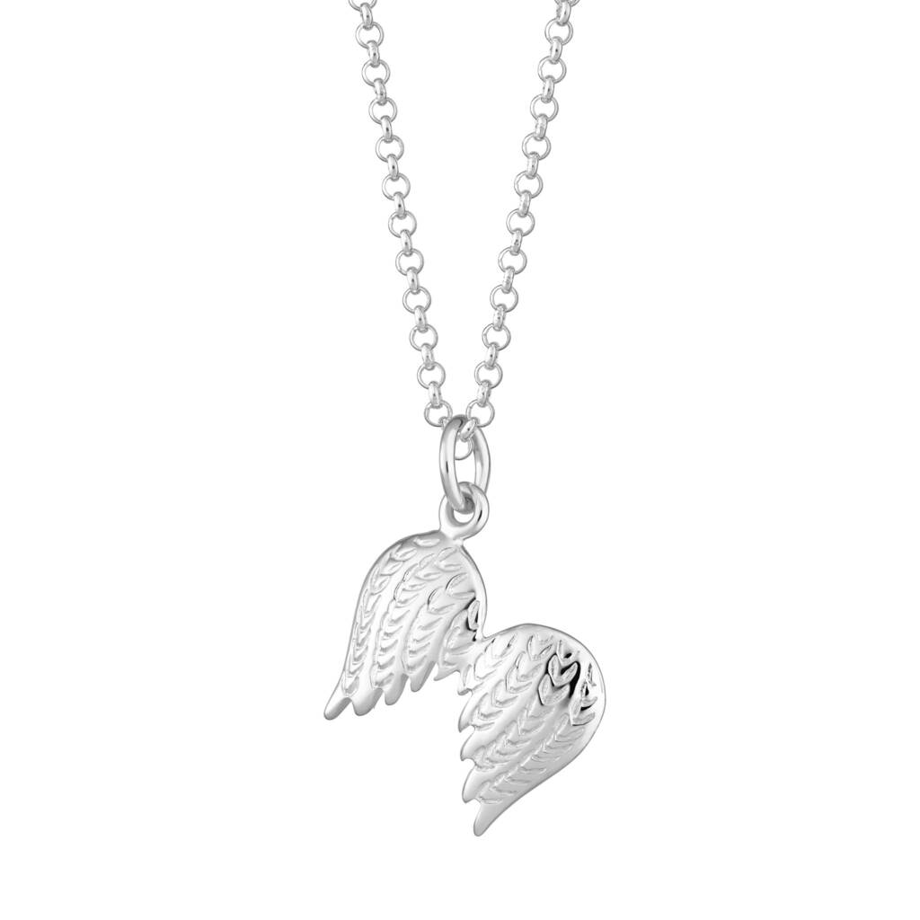 Large Angel Wings Necklace With Personalised Message By Lily Charmed   Original Personalised Angel Wings Necklace 