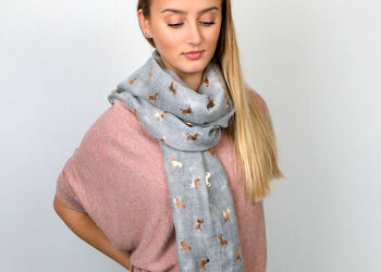 Horse Print Metallic Rose Gold And Silver Foil Scarf, 2 of 10