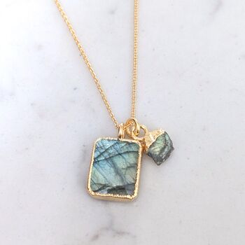 The Duo Labradorite Necklace, Gold Plated, 2 of 11