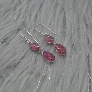 Red Ruby Silver Earrings: Teardrop Dangle, 5 of 8