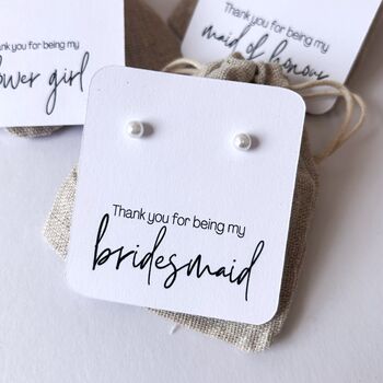 Bridal Party Thankyou Earrings Bridesmaid Flower Girl, 3 of 4