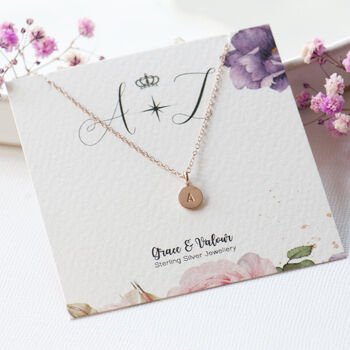 Rose Gold Plated Stamped Initial Necklace, 2 of 12