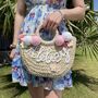 Personalised Large Ada Pom Pom Straw Basket Bag, thumbnail 5 of 5
