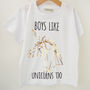 'Boys Like Unicorns Too' Boys T Shirt, thumbnail 4 of 6