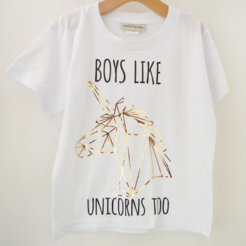'Boys Like Unicorns Too' Boys T Shirt, 4 of 6