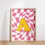 Letter Print Retro Check Pattern, thumbnail 1 of 5