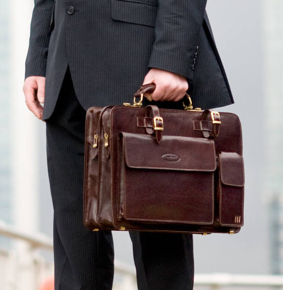Mens Classic Italian Leather Briefcase. 'The Alanzo', 1 of 12