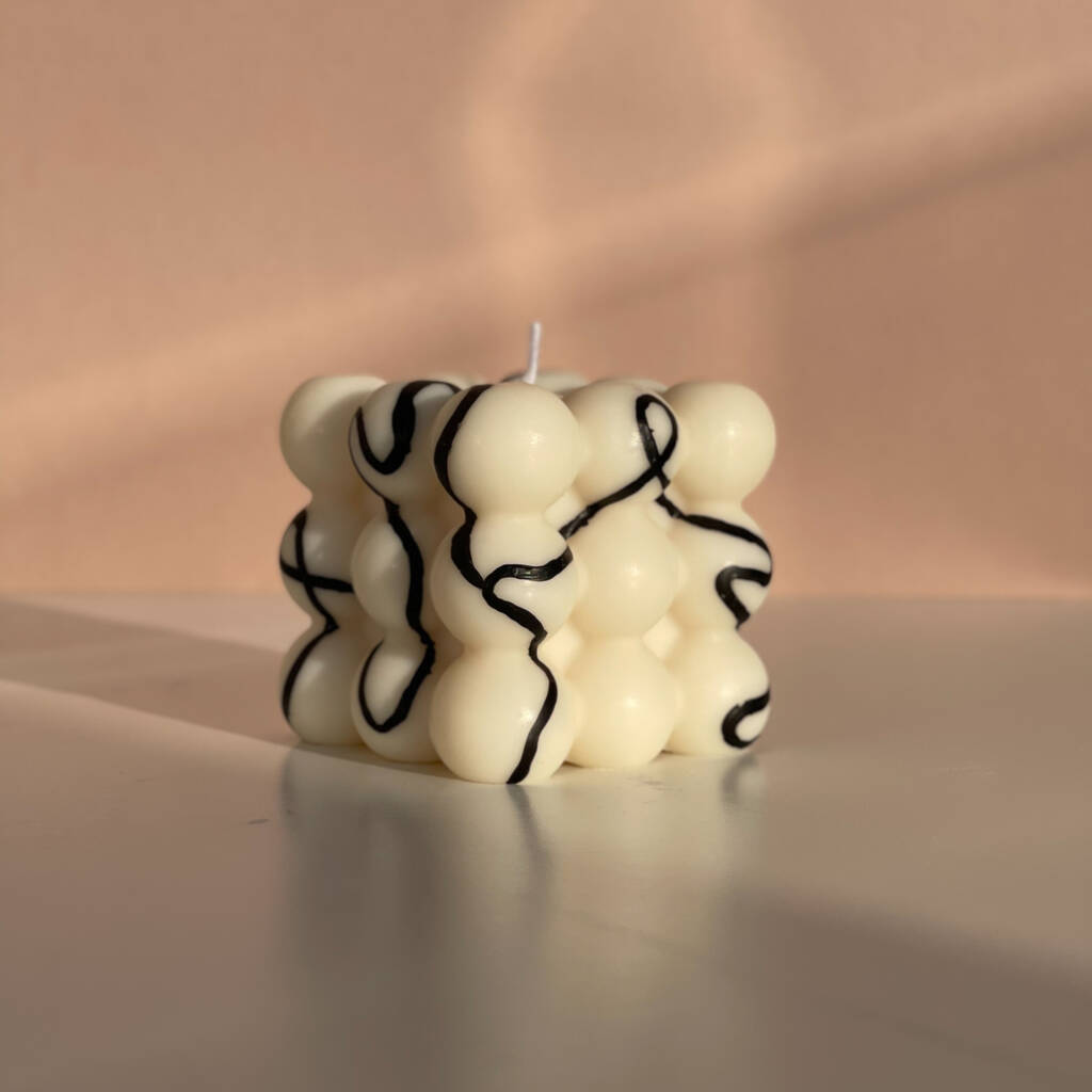 Bubble Cube Hand Painted Vegan Soy Wax Candle By Lil' Something