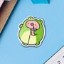 Cute Pig Wearing Frog Outfit Vinyl Sticker, thumbnail 3 of 8