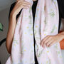 White Daisy Blossom Soft Pink Scarf, thumbnail 2 of 7