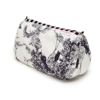 Serendipity Cotton Cosmetic Case Black And White Crane, 2 of 3