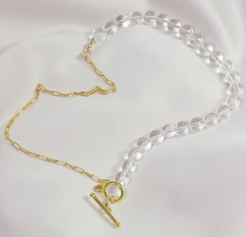 Dual Quartz And Gold Plated Silver Necklace With Toggle, 3 of 7