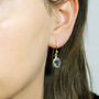 Gold Plated Blue Topaz Oval Earrings, thumbnail 1 of 4
