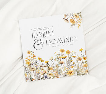 Personalised Yellow Wildflowers Wedding Card, 2 of 3