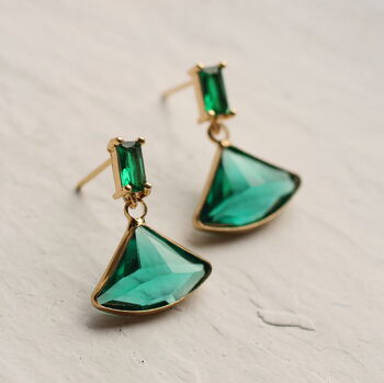 Art Deco Emerald Baguette Earrings, 3 of 7