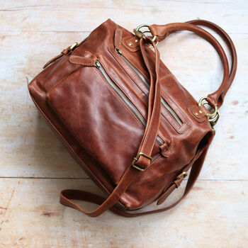 Hampton Leather Handbag Tote With Zip Pocket, 3 of 6