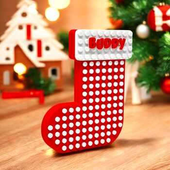 Personalised Lego Compatiblle Christmas Stocking, 2 of 5