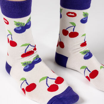 Bamboo Socks | Blueberry Socks | Cherry Socks | Fruit Socks | Novelty, 4 of 5
